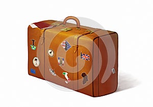Suitcase full of travel stickers