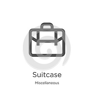 suitcase icon vector from miscellaneous collection. Thin line suitcase outline icon vector illustration. Outline, thin line