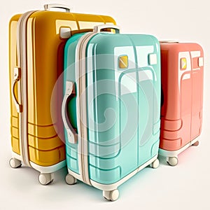 Suitcase isolate. Luggage suitcases of different, generative AI