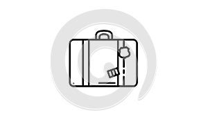 Suitcase line icon on the Alpha Channel