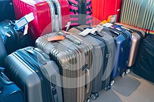 Suitcase or luggage with conveyor belt in the airport