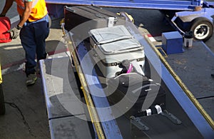 Suitcase packing at airport