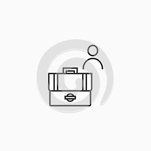 Suitcase person tourist line icon. Passenger man baggage