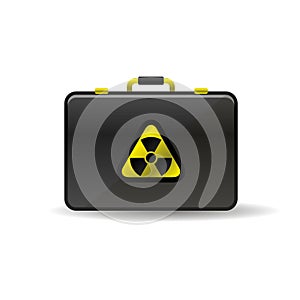 Suitcase with radioactive emblem danger power icon black yellow