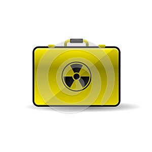 Suitcase with radioactive emblem danger power icon black yellow
