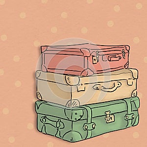 Suitcase raster illustration