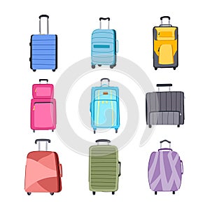 suitcase set cartoon vector illustration