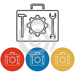 Suitcase for tools. Tool case icon isolated on white background. Vector illustration.