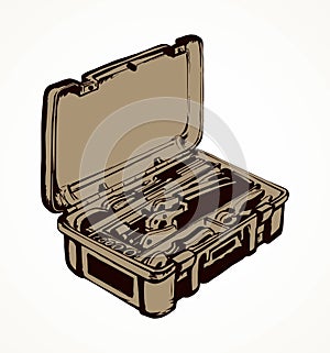 Suitcase with tools. Vector drawing