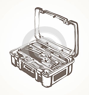 Suitcase with tools. Vector drawing