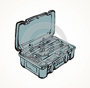 Suitcase with tools. Vector drawing