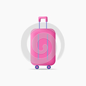 Suitcase, travel bag, luggage. Tourism , travel and holiday vacation concept. 3d vector icon. Cartoon minimal style