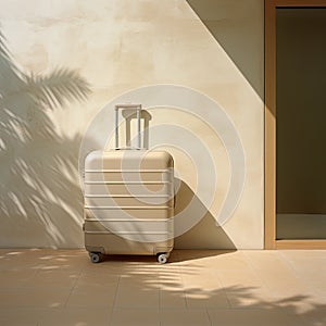 suitcase travel concept background, providing ample space for text to convey your travel-related messages.