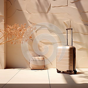 suitcase travel concept background, providing ample space for text to convey your travel-related messages.