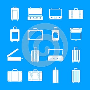 Suitcase travel luggage icons set, simple style