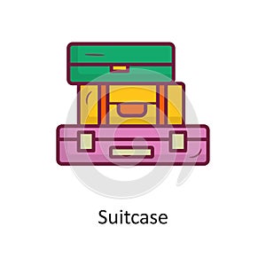 Suitcase vector Fill outline Icon Design illustration. Holiday Symbol on White background EPS 10 File
