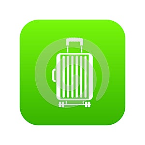 Suitcase on wheels icon digital green