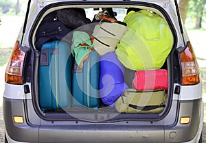 Suitcases and luggage in the car