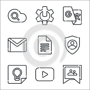 Suite line icons. linear set. quality vector line set such as group, , docs, gmail, admin