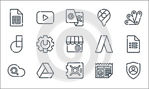 Suite line icons. linear set. quality vector line set such as , vault, cloud, drive, jamboard, adwords, maps