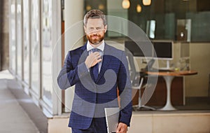 Suiting trend. Businessman wear classic suit. Business formal style. Trendy menswear. Formalwear. Classy wardrobe