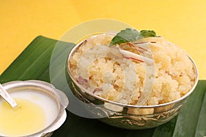 Suji ka halwa or ravyacha sheera photo