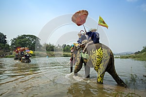 SUKHOTHAI - 2017 APRIL 7 : Sukhothai ordination parade on elephant back festival at Hadsiao Temple,Si Satchanalai from April 7