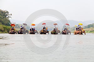 Sukhothai ordination parade on elephant back festival at Hadsiao Temple