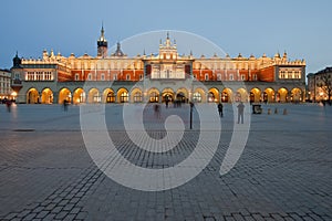 Sukiennice on the Krakow main square at night photo