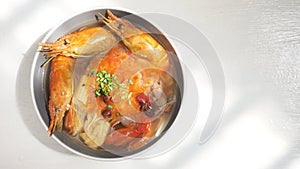 Sukiyaki Giant malaysian prawn diet and health menu idea