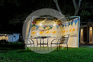 Sukkah - symbolic temporary hut for celebration of Jewish Holiday Sukkot photo