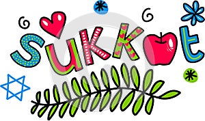 Sukkot Cartoon Doodle Text