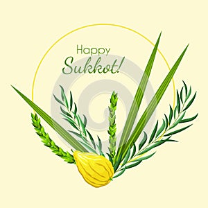 Sukkot greeting card. Feast of Tabernacles or Festival of Ingathering