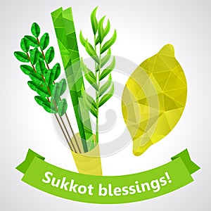 Sukkot symbols - four species - palm, willow, myrtle , etrog