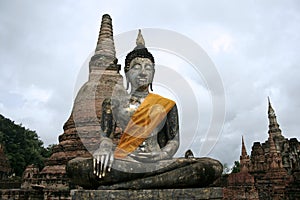 Sukothai large seated buddha statue sukhothai thailand photo