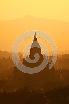 Sulamani pagoda silhouette at sunset, Bagan, Myanmar