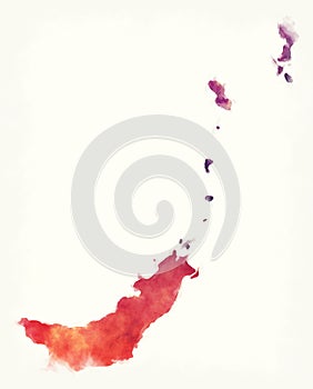 Sulawesi Utara province map of Indonesia in front of a white background