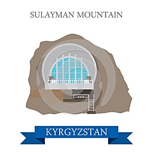 Sulayman Mountain in Kyrgyzstan vector flat attraction landmarks