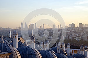 Suleymaniye Mosque from the garden Sunrise view of Istanbul