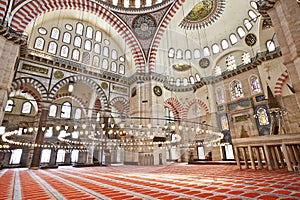 Suleymaniye Mosque in Istanbul Turkey - interior photo