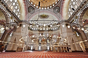 Suleymaniye Mosque in Istanbul Turkey - interior photo