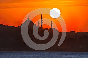Suleymaniye Mosque at the sunset in Istanbul, Turkey