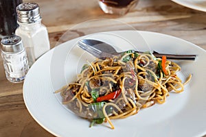 Sulf in spaghetti and spicy