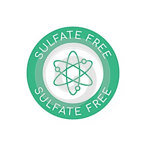 Sulfate free icon, sign, logo. Chemical symbol in a green circle. photo