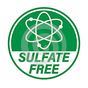 Sulfate free, round information label sign with symbol and text.