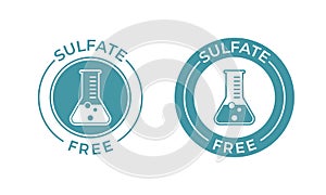 Sulfate free vector icon. Vector chemical test tube seal, sulfate free product seal