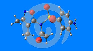 Sulfisoxazole acetyl molecular structure isolated on blue photo