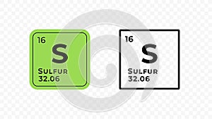 Sulfur, chemical element of the periodic table vector