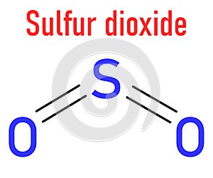 Sulfur dioxide food preservative molecule, E220. Skeletal formula.