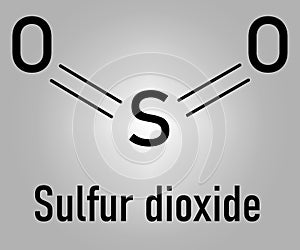 Sulfur dioxide food preservative molecule, E220. Skeletal formula.